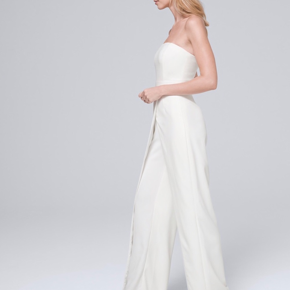 WHBM | White Strapless Split-leg Jumpsuit - Picture 3 of 5